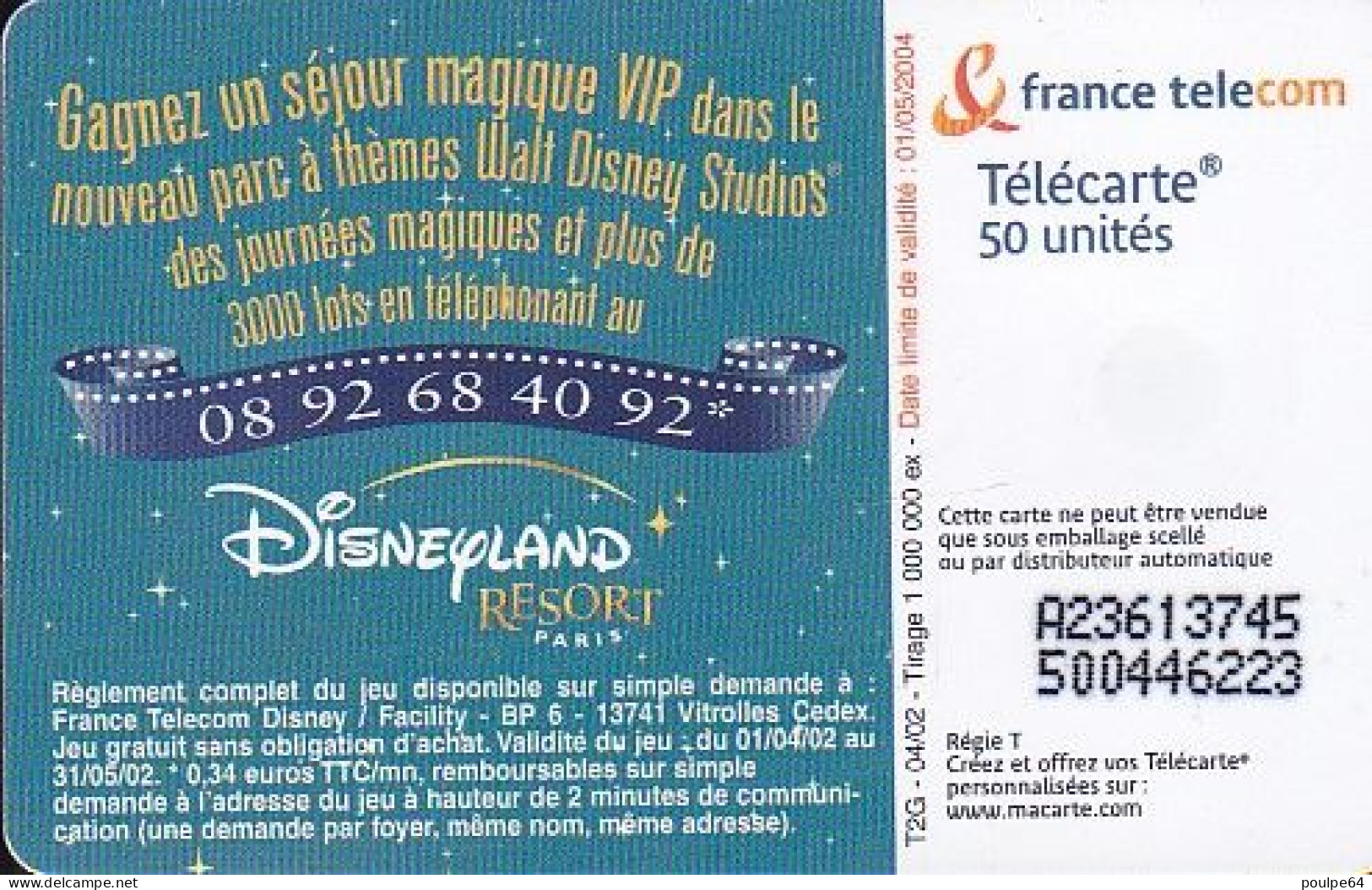 F1209A  04/2002 - WALT DISNEY STUDIO - MICKEY - 50 SO3 - 2002