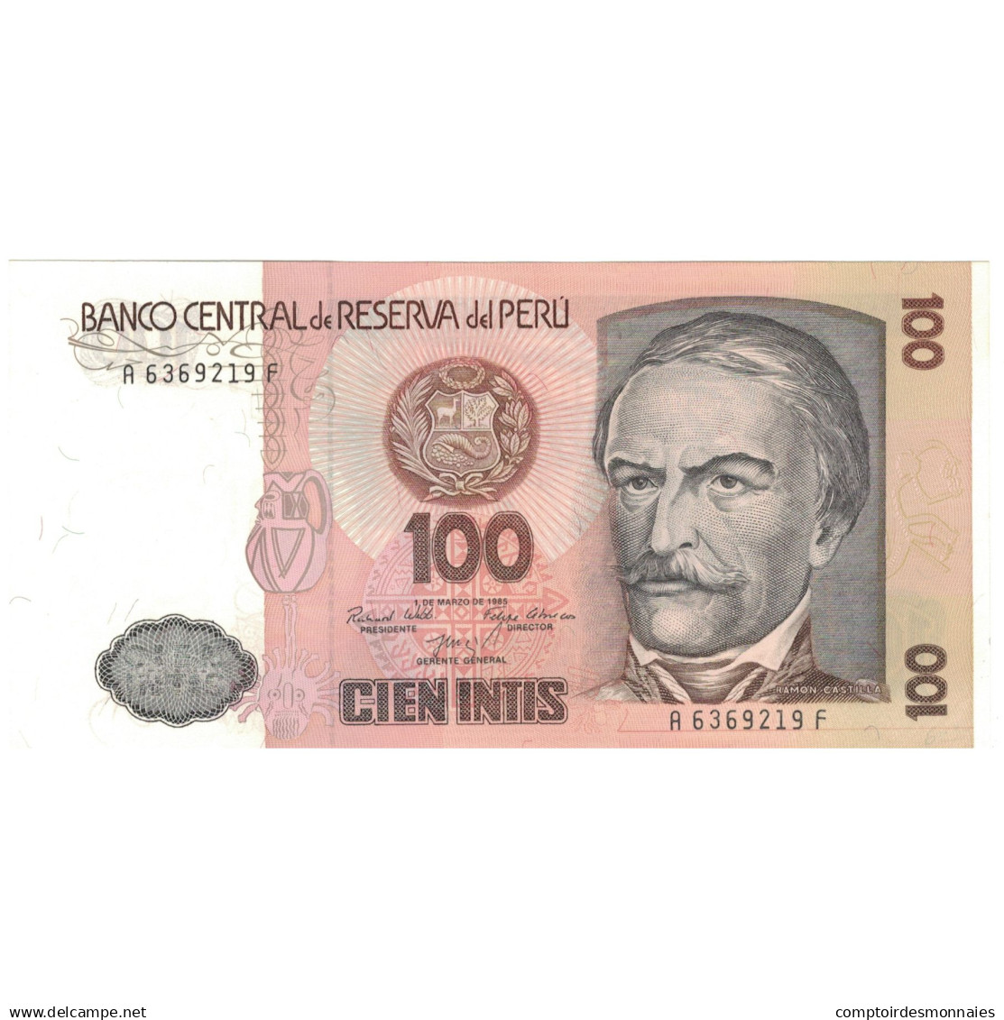 Billet, Pérou, 100 Intis, 1985, 1985-02-01, KM:132a, SPL+ - Perú