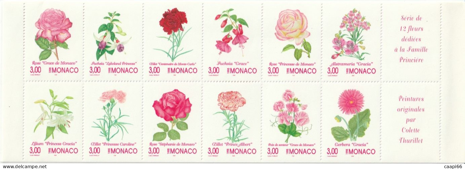 Monaco - 1995 - Carnet N° 2014 à 2025 - Neuf ** - Fleurs - Peintures De Colette Thurillet - Postzegelboekjes