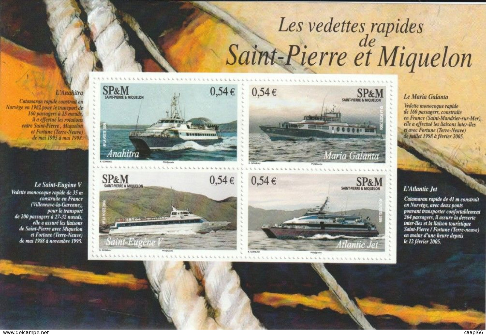 Saint-Pierre Et Miquelon Yvert N° 877-880 Neuf Bloc Feuillet Les Vedettes Rapides De St-Pierre Et Miquelon Lot 19-174 - Blocks & Sheetlets