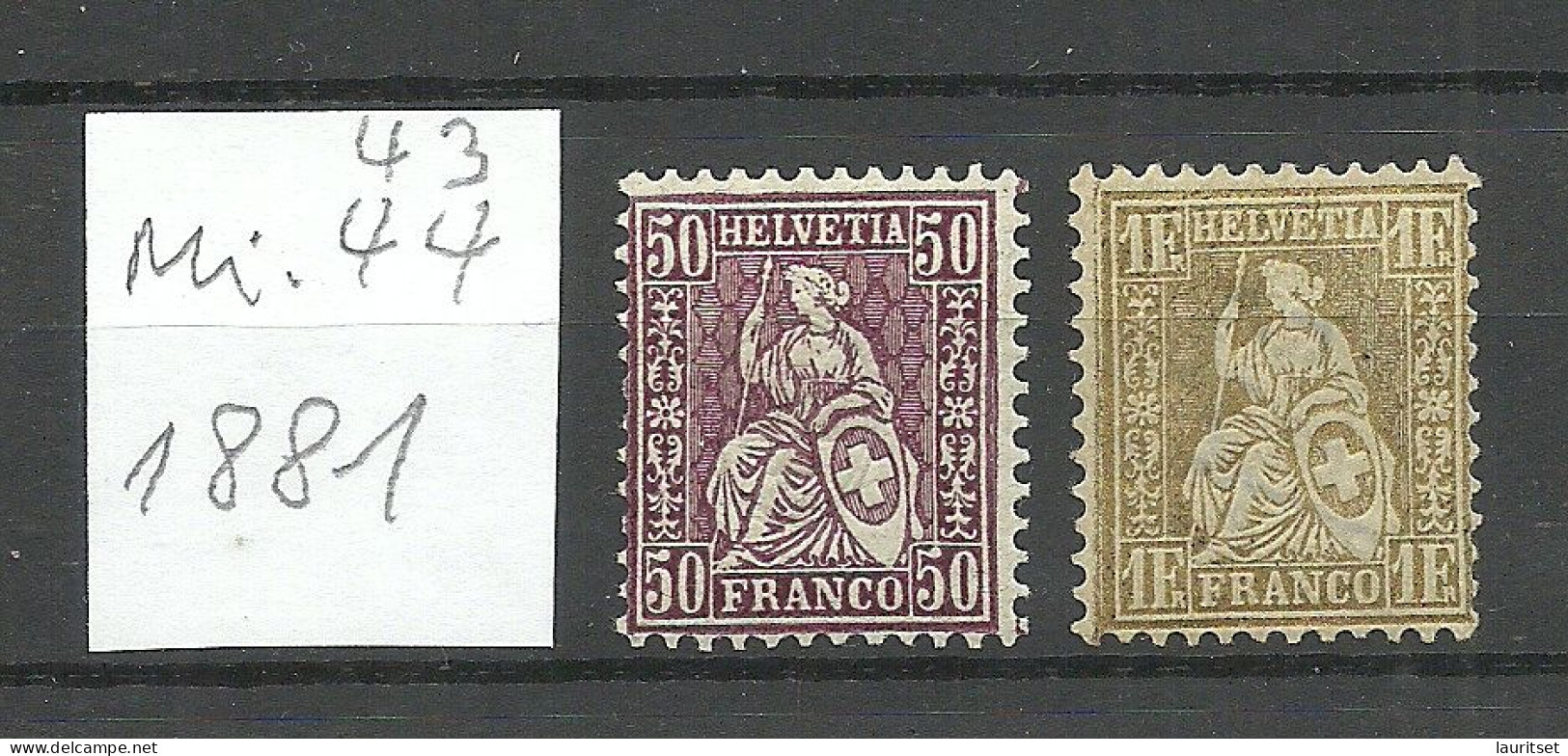 SCHWEIZ Switzerland 1881 Michel 43 - 44 * - Unused Stamps