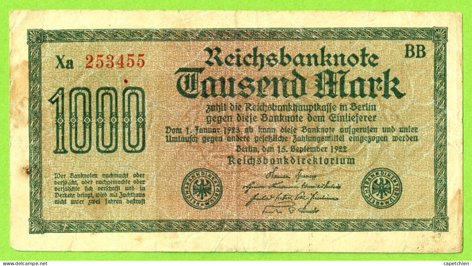 ALLEMAGNE / 3 VIEUX BILLETS DE 50.000 -- 10.000 Et 1000 MARK / 1922 / ETAT  MOYEN - 50.000 Mark