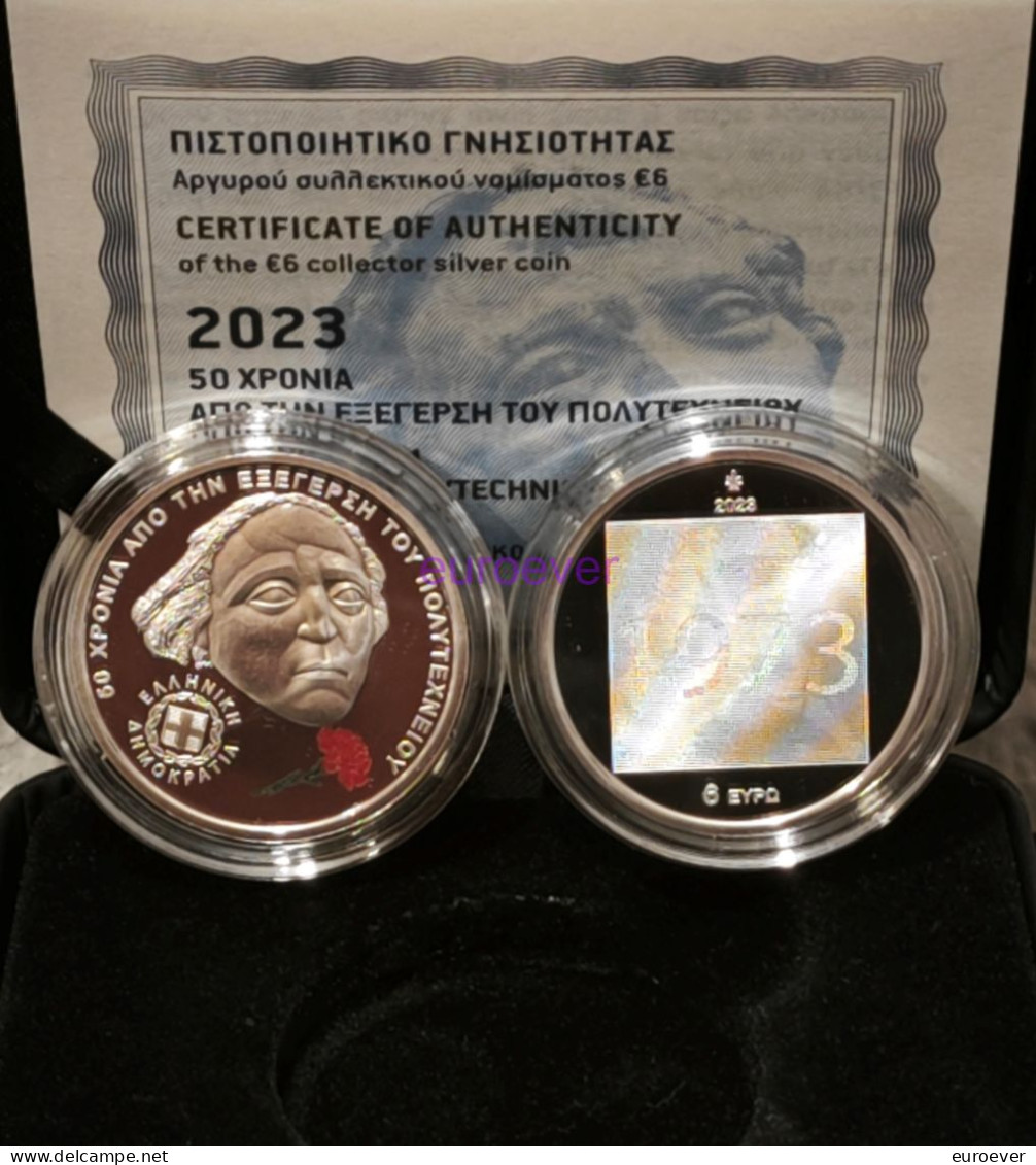 6 Euro Gedenkmünze 2023 Griechenland / Greece - Aufstand Im Athener Polytechnikum - Silber In Farbe - Griekenland