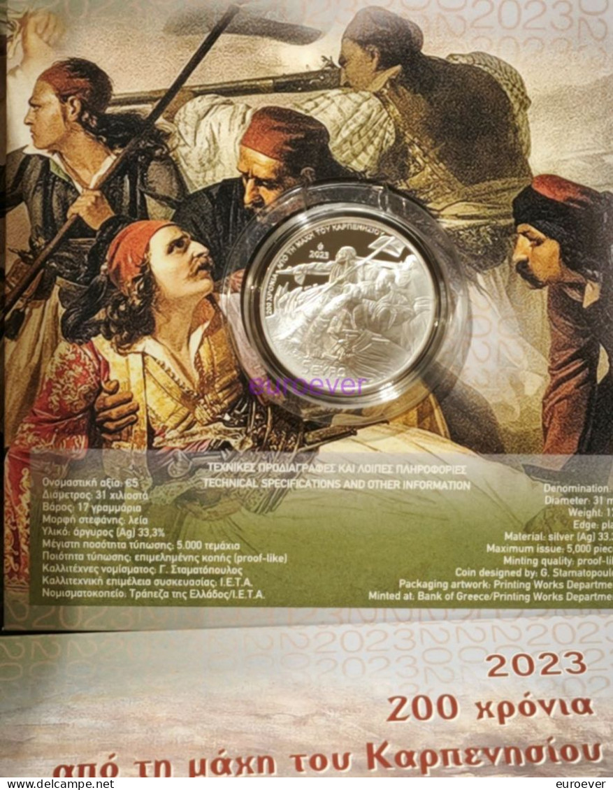 5 Euro Gedenkmünze 2023 Griechenland / Greece - Schlacht Von Karpenisi - Silber 333 - Grèce