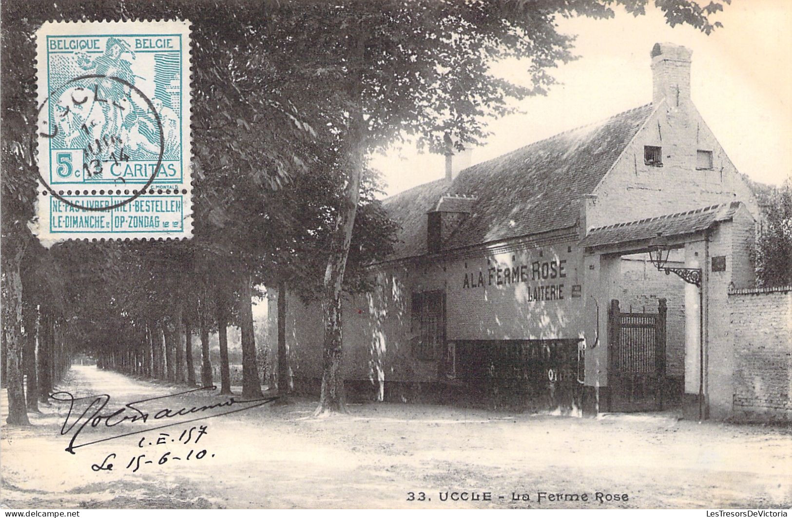 BELGIQUE - Uccle - La Ferme Rose - Vignette Exposition Bruxelles - Carte Postale Ancienne - Uccle - Ukkel