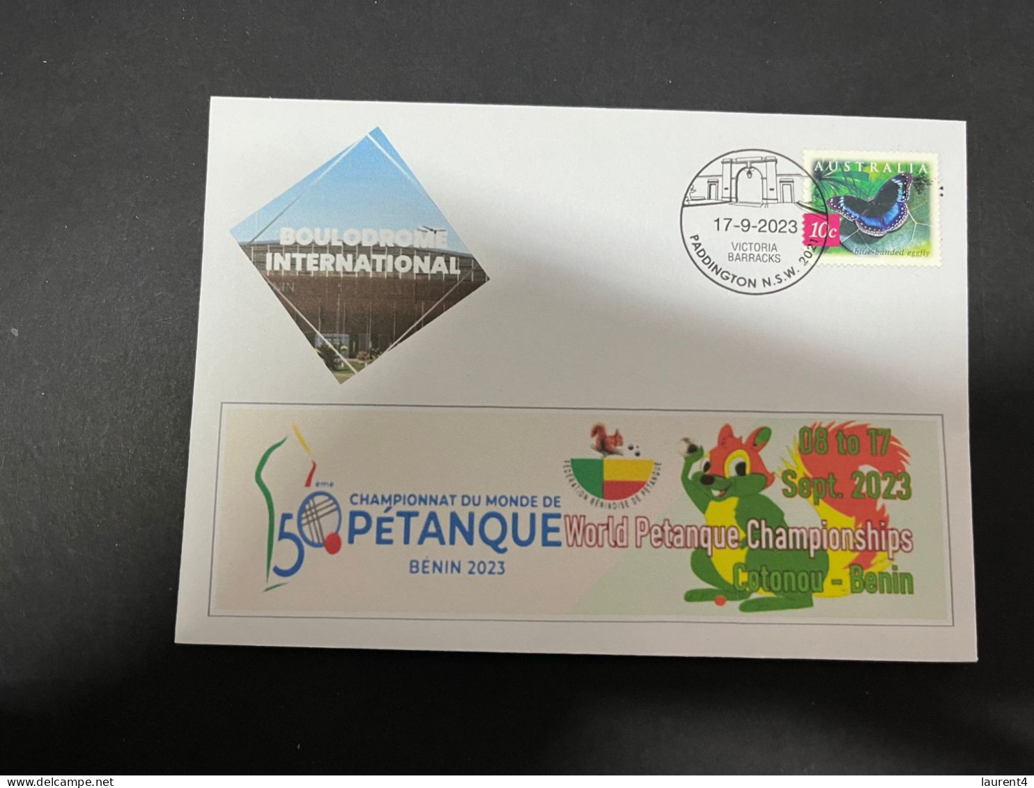 29-11-2023 (3 V 43) Championnat Du Monde De Pétanque - Bénin 2023 - 8 To 17 Sept 2023 (butterfly Stamp) - Boule/Pétanque