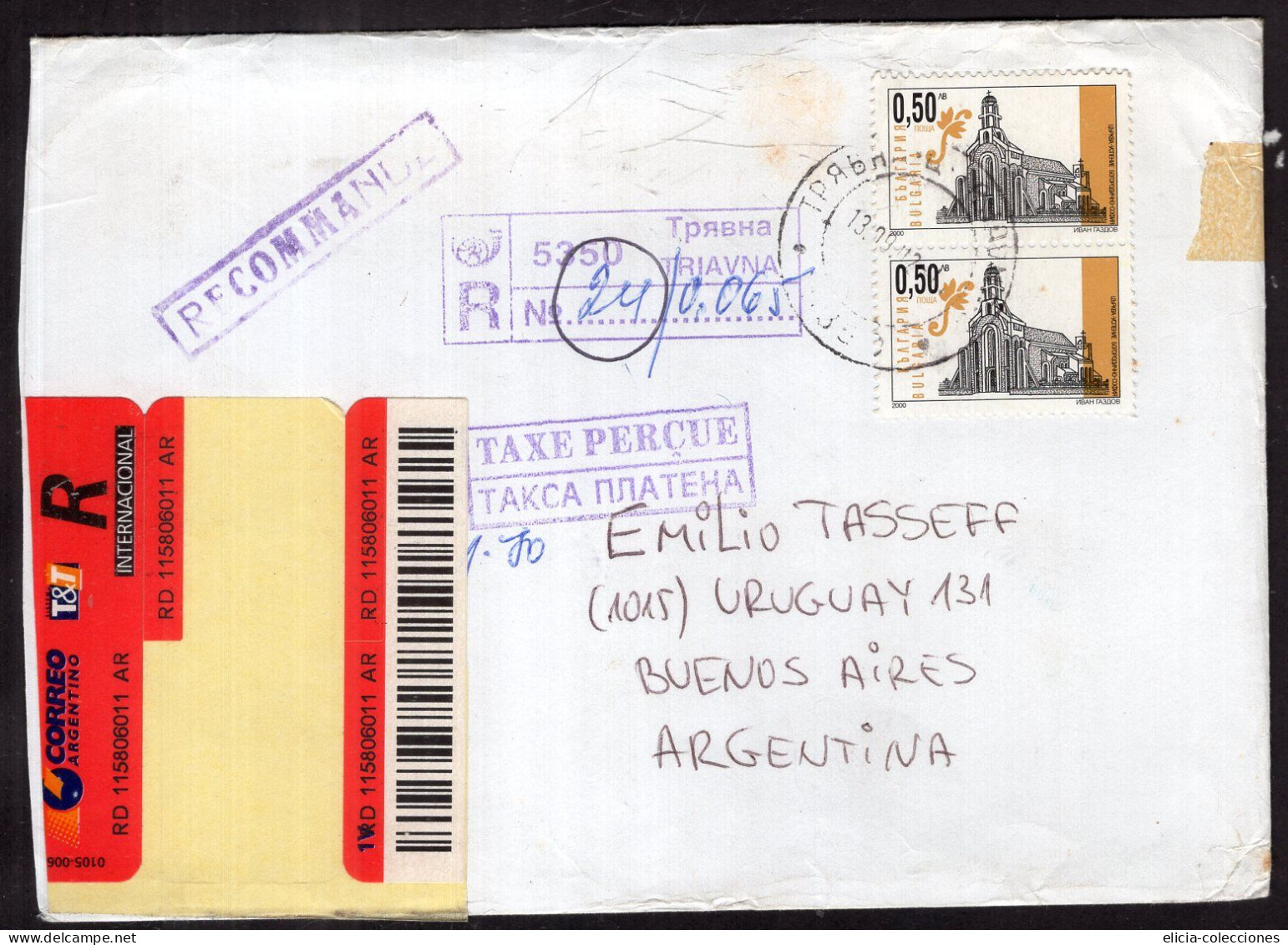 Bulgaria - 2002 - Letter - Sent From Triavna To Argentina - Caja 30 - Lettres & Documents