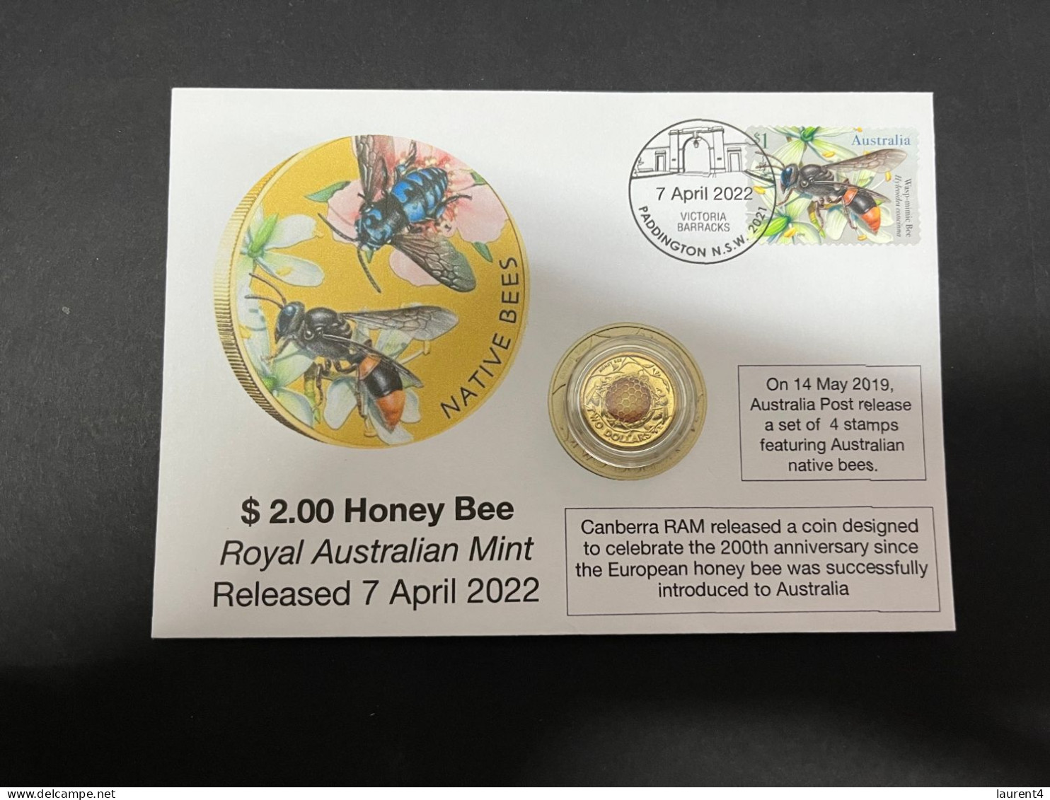 (29-11-2023) "very Scarce" Honey Bee $ 2.00 Coin - On Cover With Honey Bee Australian Stamp - 2 Dollars