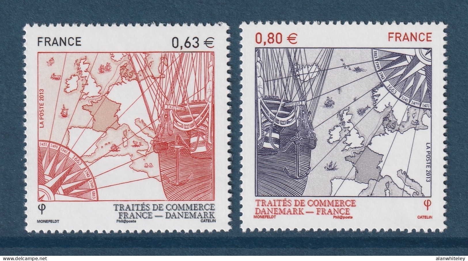 FRANCE 2013 350 Years Of French-Danish Cooperation: Set Of 2 Stamps UM/MNH - Gezamelijke Uitgaven