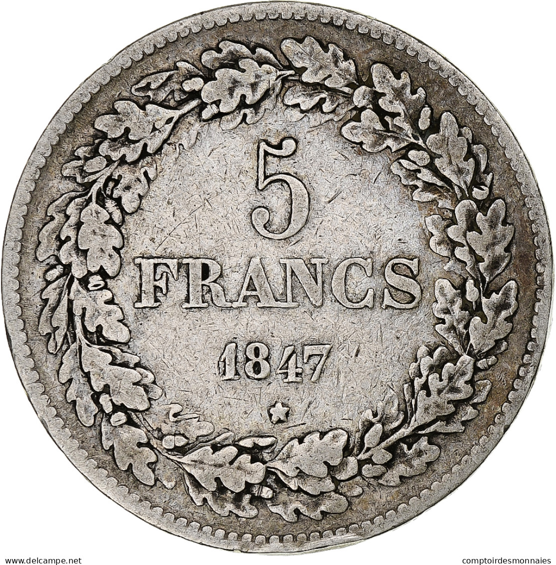 Belgique, Leopold I, 5 Francs, 5 Frank, 1847, Bruxelles, Argent, TB+, KM:3.2 - 5 Francs