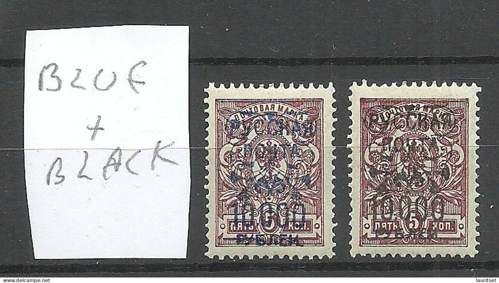 RUSSLAND RUSSIA 1920 Bürgerkrieg Wrangel Armee Lagerpost In Gallipoli * BLACK + BLUE Overprint Incl. Set Off - Armée Wrangel