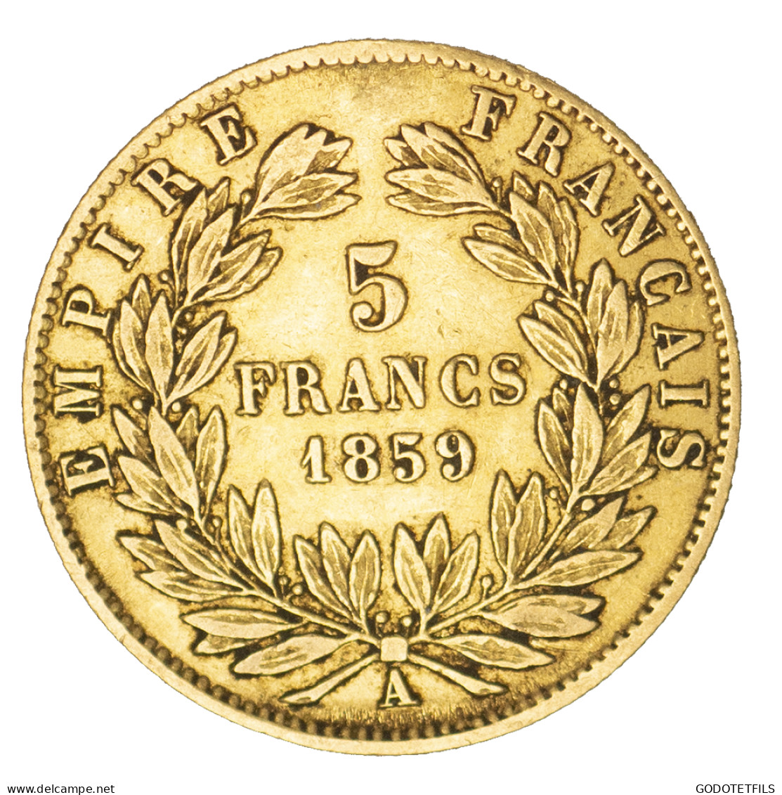 Second-Empire- 5 Francs Napoléon III Tête Nue 1859 Paris - 5 Francs (gold)