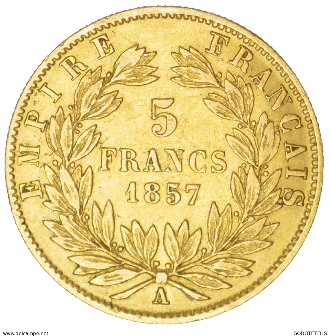 Second-Empire- 5 Francs Napoléon III Tête Nue 1857 Paris - 5 Francs (or)