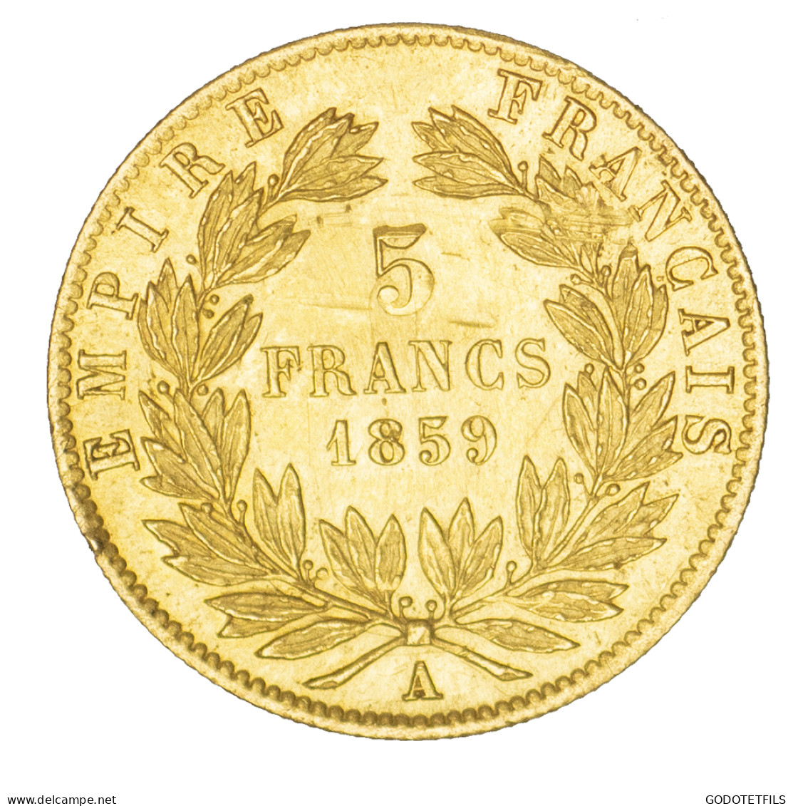 Second-Empire- 5 Francs Napoléon III Tête Nue 1859 Paris - 5 Francs (goud)