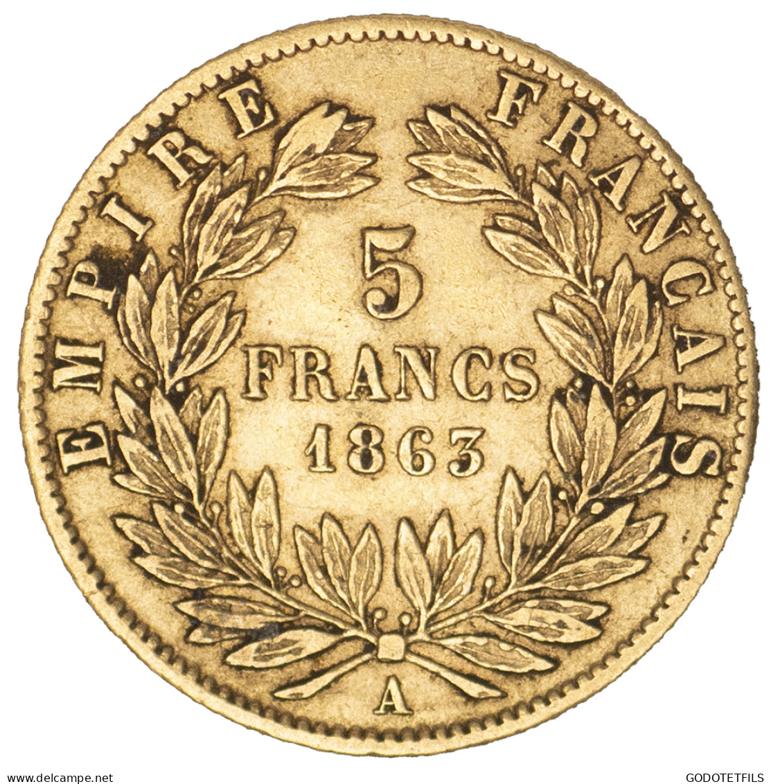 Second-Empire- 5 Francs Napoléon III Tête Laurée 1863 Paris - 5 Francs (gold)