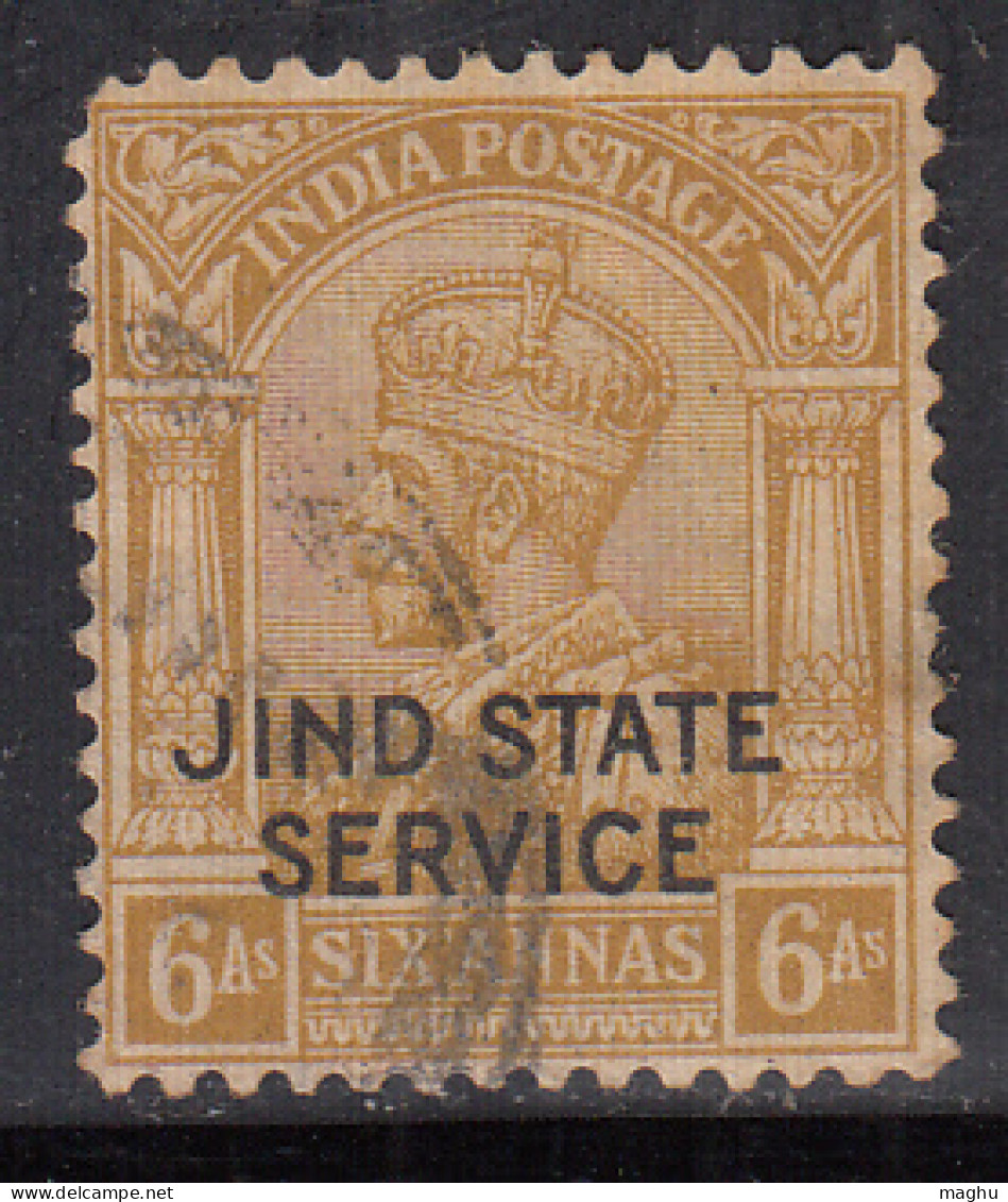 6a Used Jind State SERVICE, KGV Series, SGO55 1927-1937, British India - Jhind