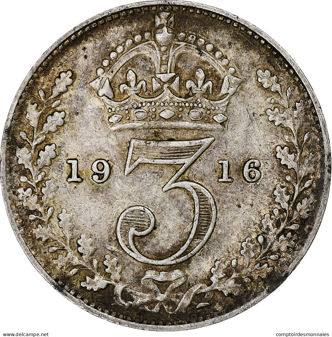 Grande-Bretagne, George V, 3 Pence, 1916, Argent, TTB, KM:813 - F. 3 Pence