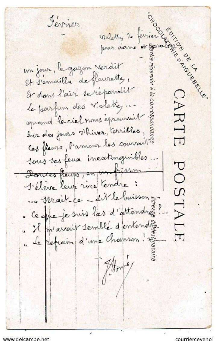 SUPERBE SUITE 12 CPA Chocolat D'Aiguebelle - Les Mois De L'Année - Au Dos Poèmes Autographes De Jan Monné, Félibre - Schrijvers