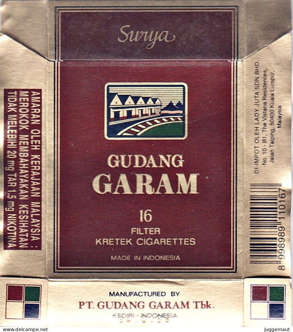Indonesia Garam Cigarettes Empty Hard Pack Case/Cover Used - Etuis à Cigarettes Vides
