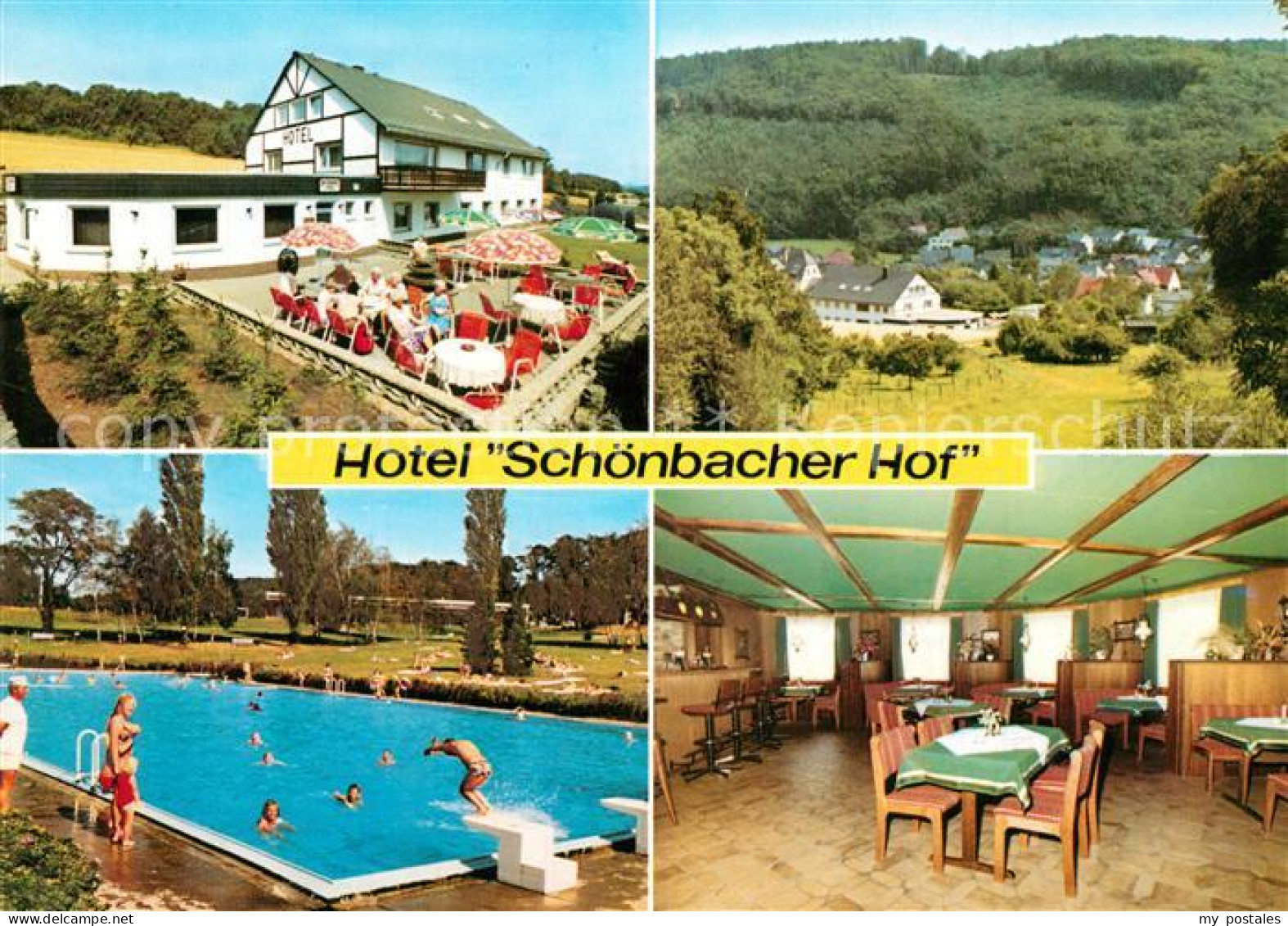 43362512 Schoenbach Dillkreis Hotel Schoenbacher Hof Schwimmbad Gastraum Terrass - Herborn