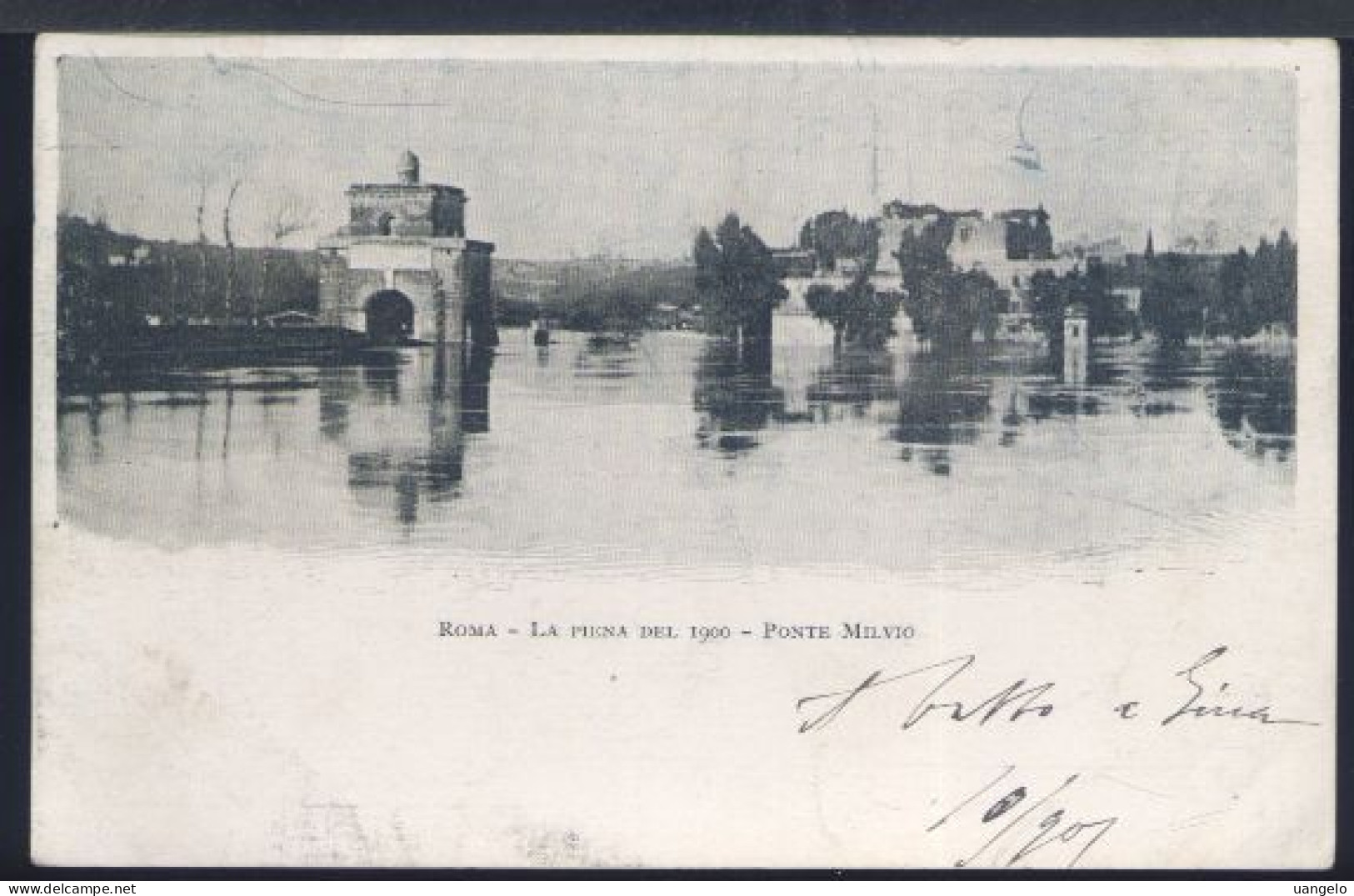 %746 ROMA - PONTE MILVIO , LA PIENA DEL 1900 ( RETRO INDIVISO ) - Bruggen