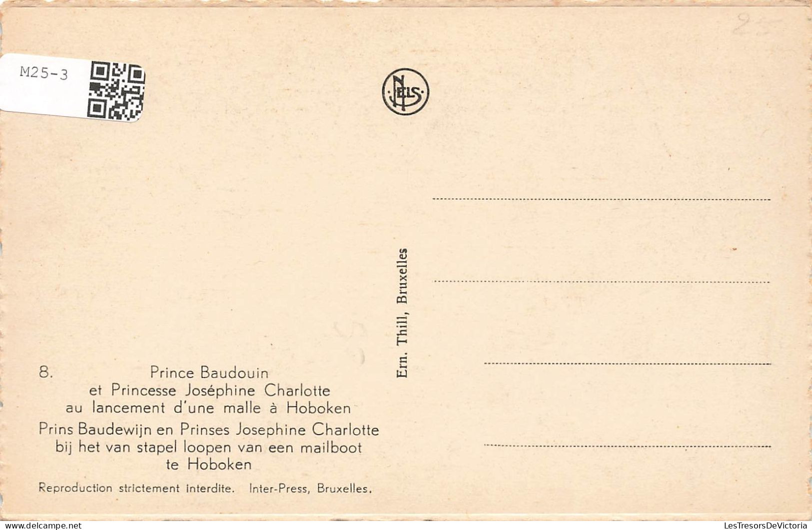 BELGIQUE - Prince Baudouin Et Princesse Joséphine Charlotte Au Lancement D'une Malle - Cartes Postales Anciennes - Beroemde Personen