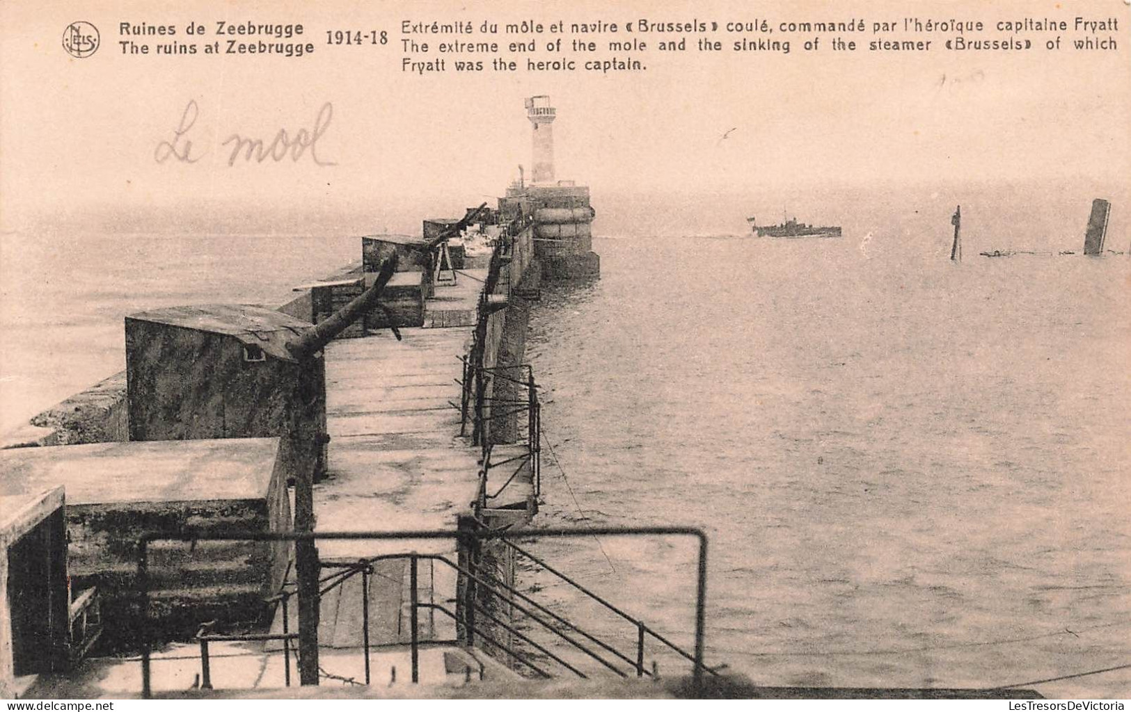BELGIQUE - Ruines De Zeebrugge - 1914 -18 - Extrémité Du Môle Du Navire "Brussels" Coulé - Cartes Postales Anciennes - Zeebrugge