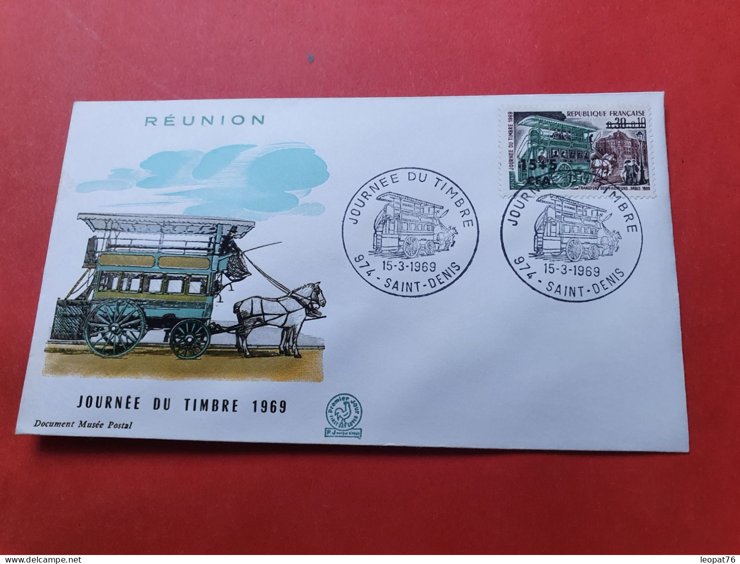 Réunion - Enveloppe FDC En 1969 - Journée Du Timbre - N 184 - Brieven En Documenten