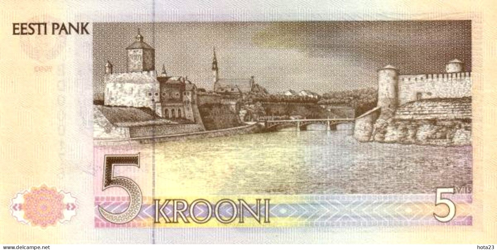 Estonia, 5 Krooni, 1992 BANKNOTE UNC Chess, Bridge, Fortress - Estonia