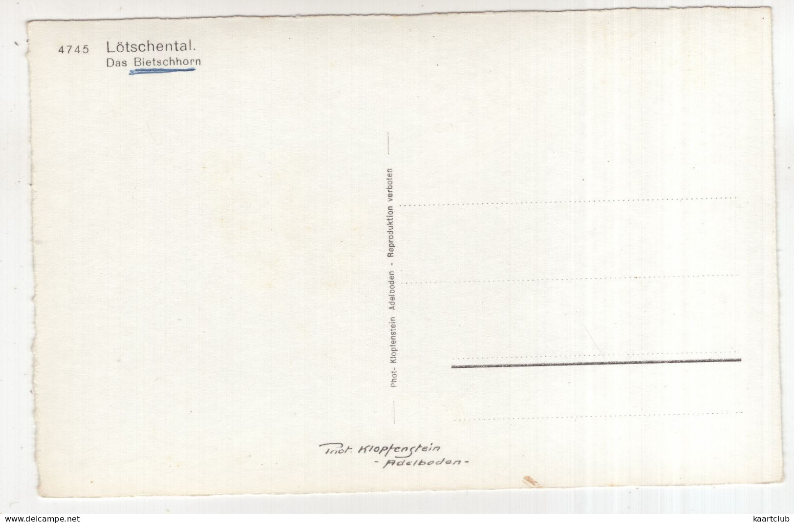 4745  Lötschental. Das Bietschhorn - (Schweiz/Suisse) - Wiler Bei Utzenstorf