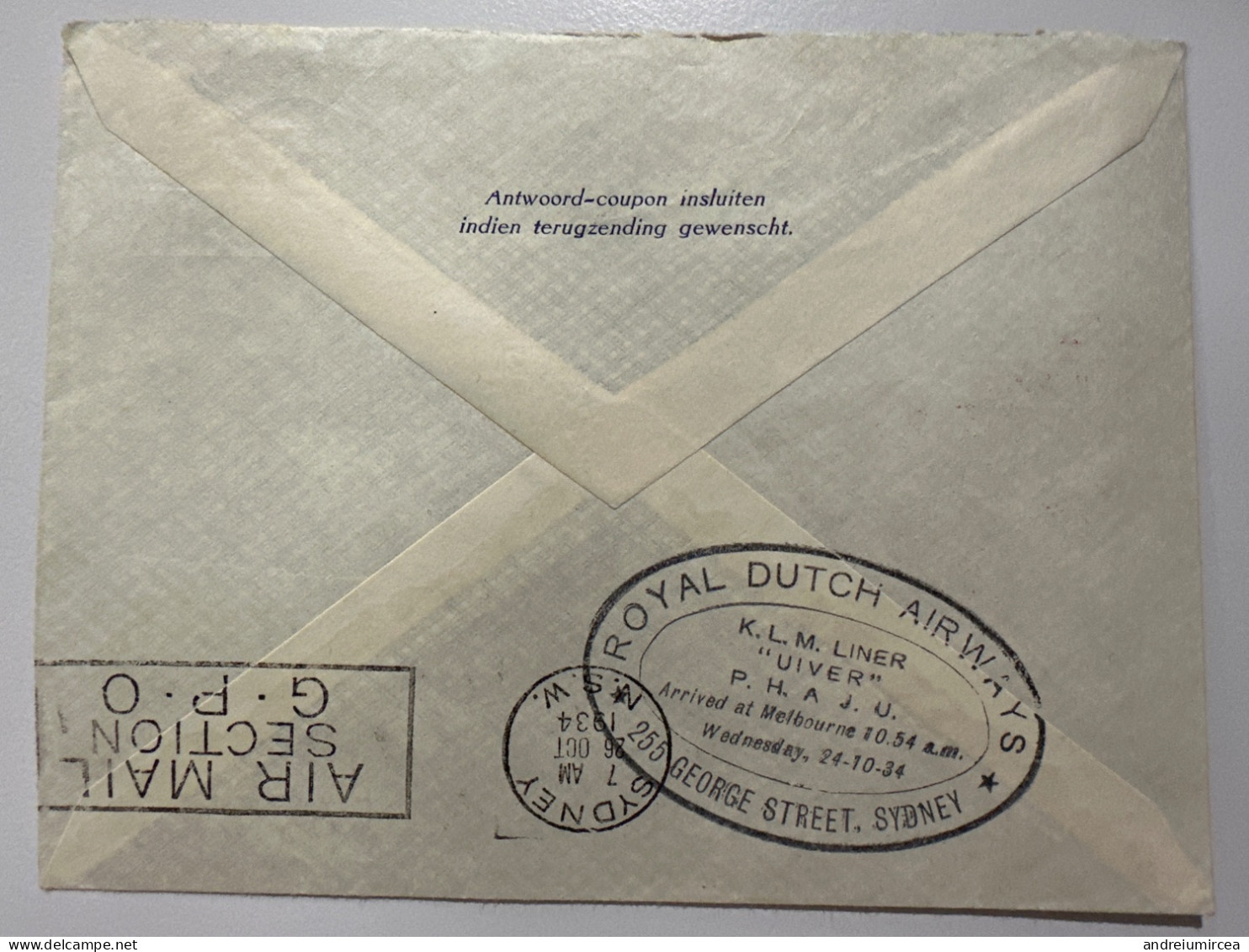 1934 Nederland -Australia - Poste Aérienne