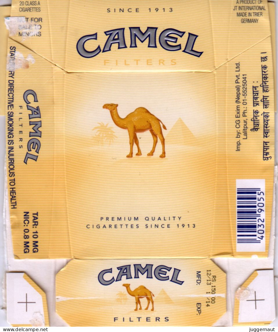 Nepal Camel Cigarettes Empty Hard Pack Case/Cover Used - Empty Cigarettes Boxes
