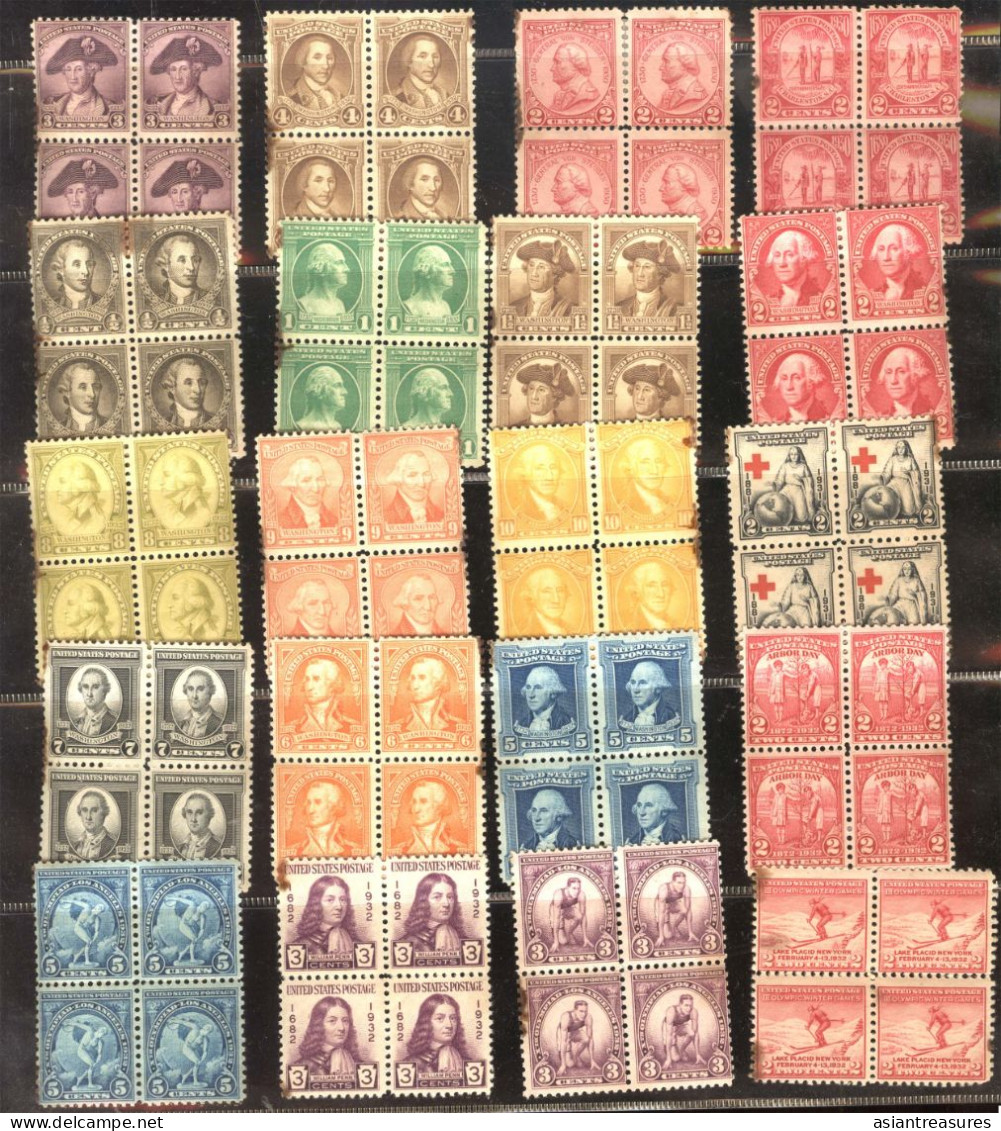 Large Plateblock Set USA Stamps, Some Damaged From Poor Storage In Books - Plaatnummers