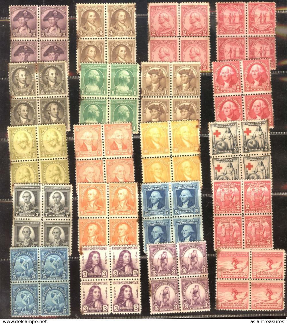 Large Plateblock Set USA Stamps, Some Damaged From Poor Storage In Books - Plattennummern