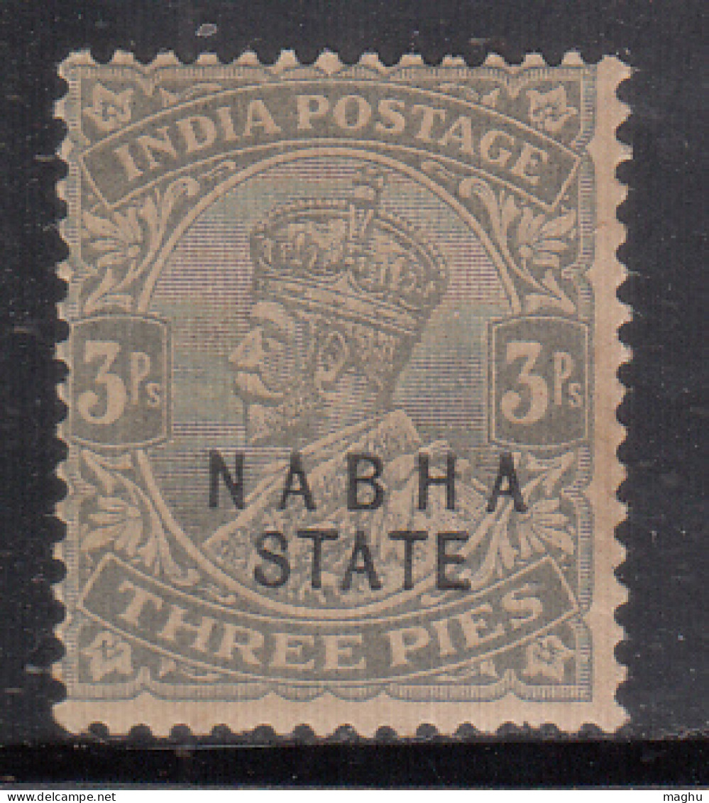 3p MH KGV Nabha State 1913-1923, British India - Nabha
