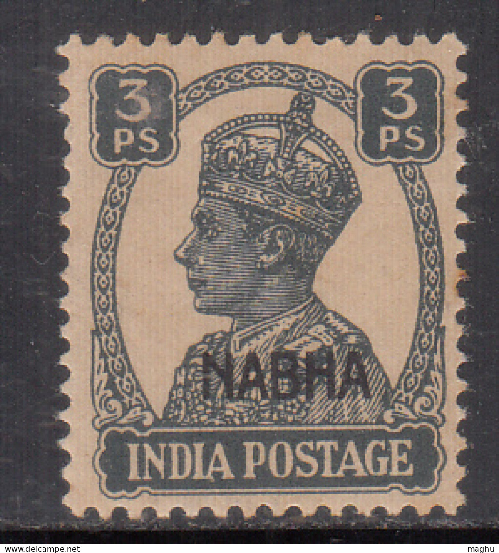 3p MH KGVI Nabha State 1940-1943, British India - Nabha