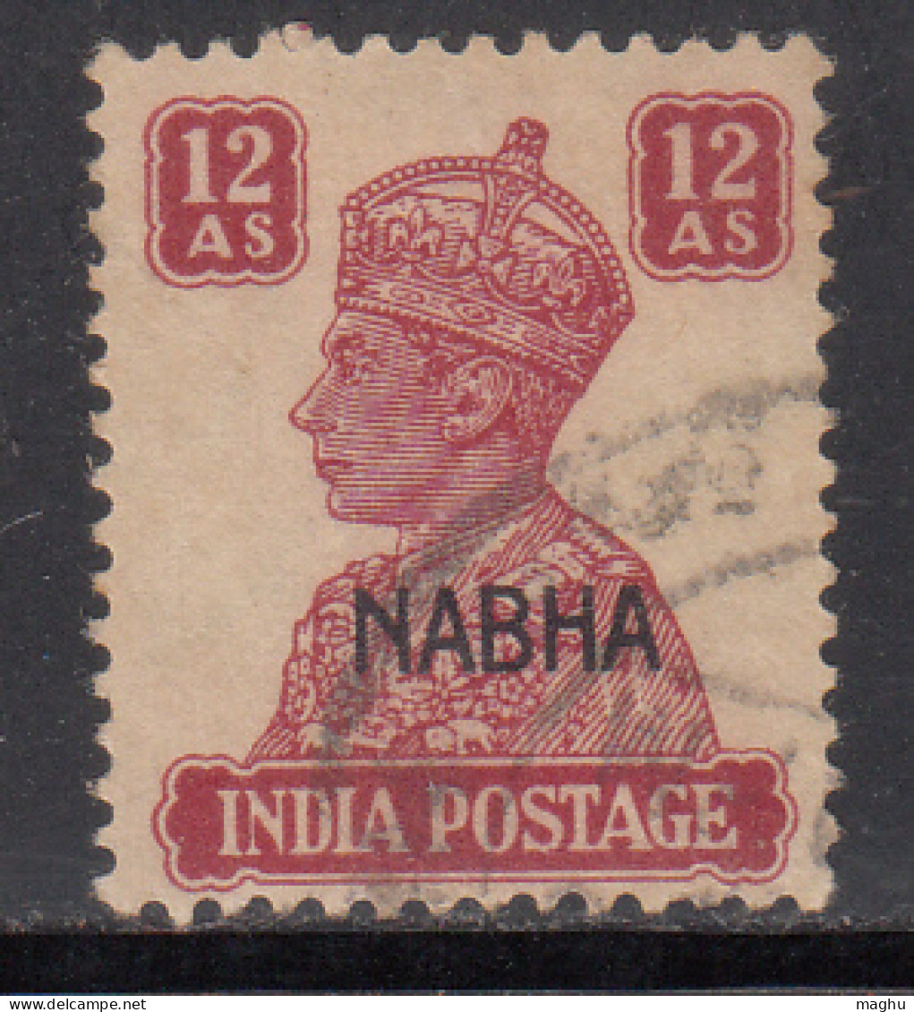 12a Used KGVI Nabha State 1940-1943, SG117, Cat., £95 British India, - Nabha