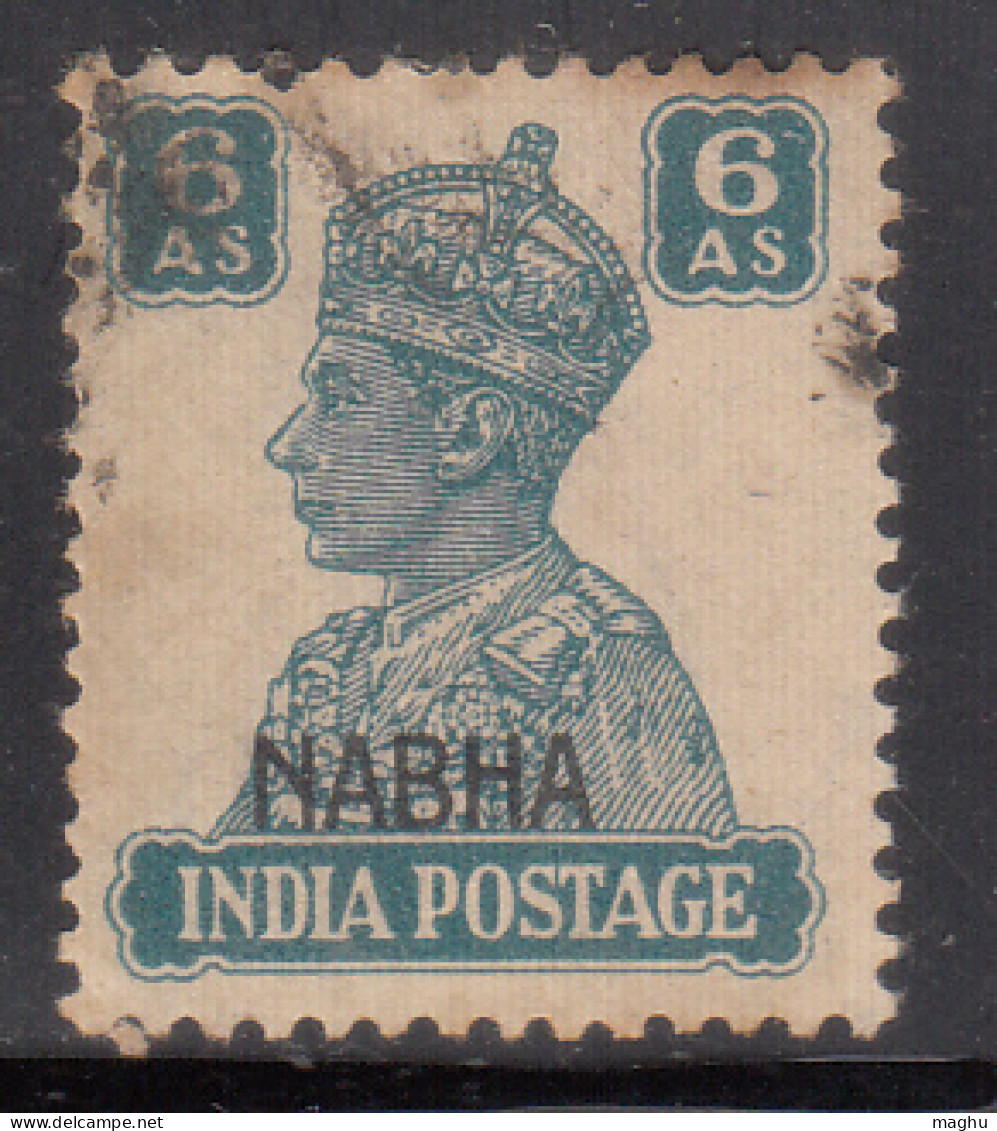 6a Used KGVI Nabha State 1940-1943, SG115, Cat., £75 British India, - Nabha
