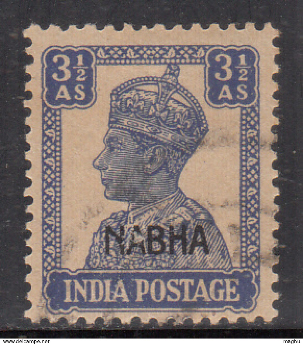 3½a Used KGVI Nabha State 1940-1943, SG113, Cat., £100 British India, - Nabha