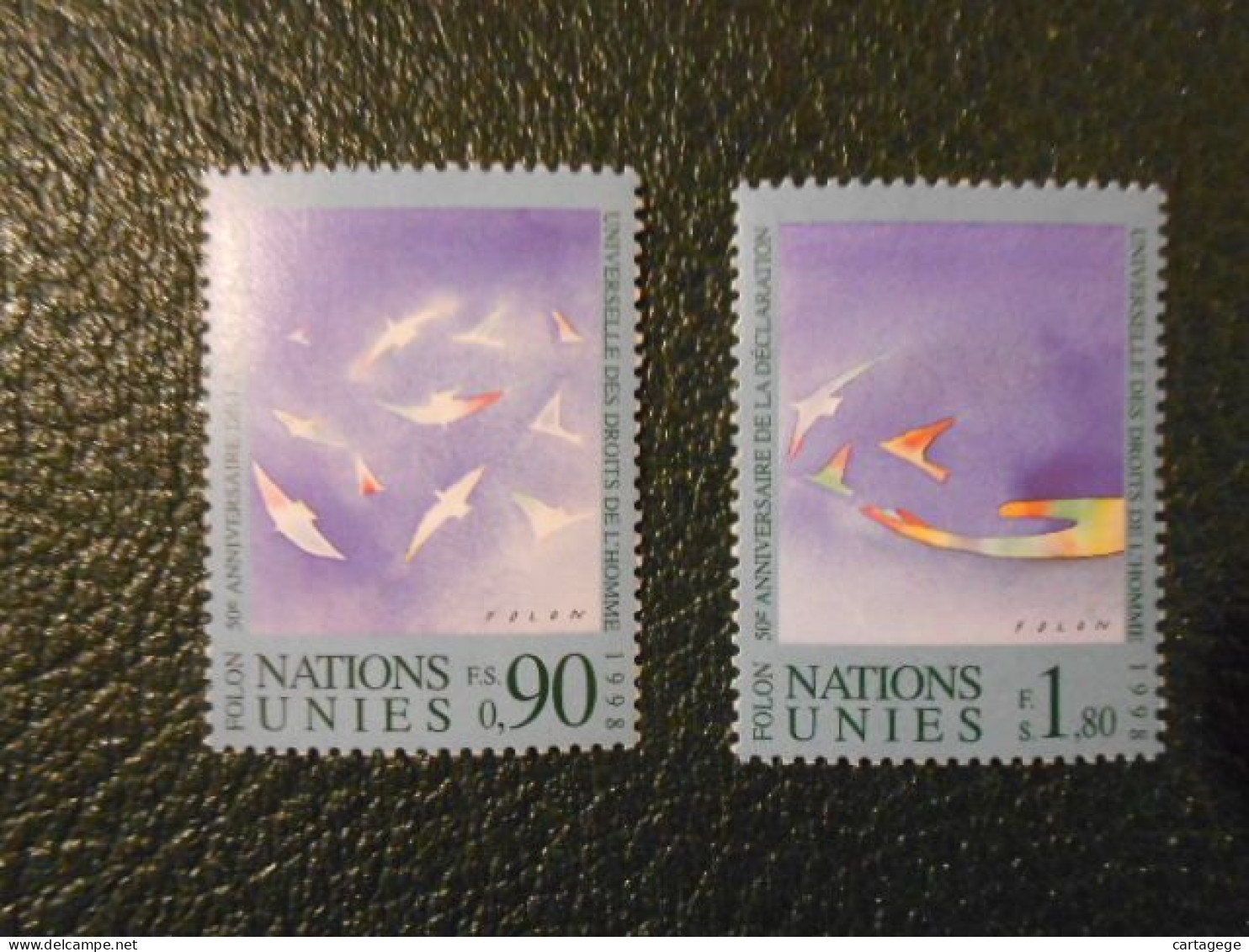 NATIONS-UNIES GENEVE YT  368/369 - 50e ANNIVERSAIRE DE LA DECLARATION DES DROITS DE L'HOMME** - Unused Stamps