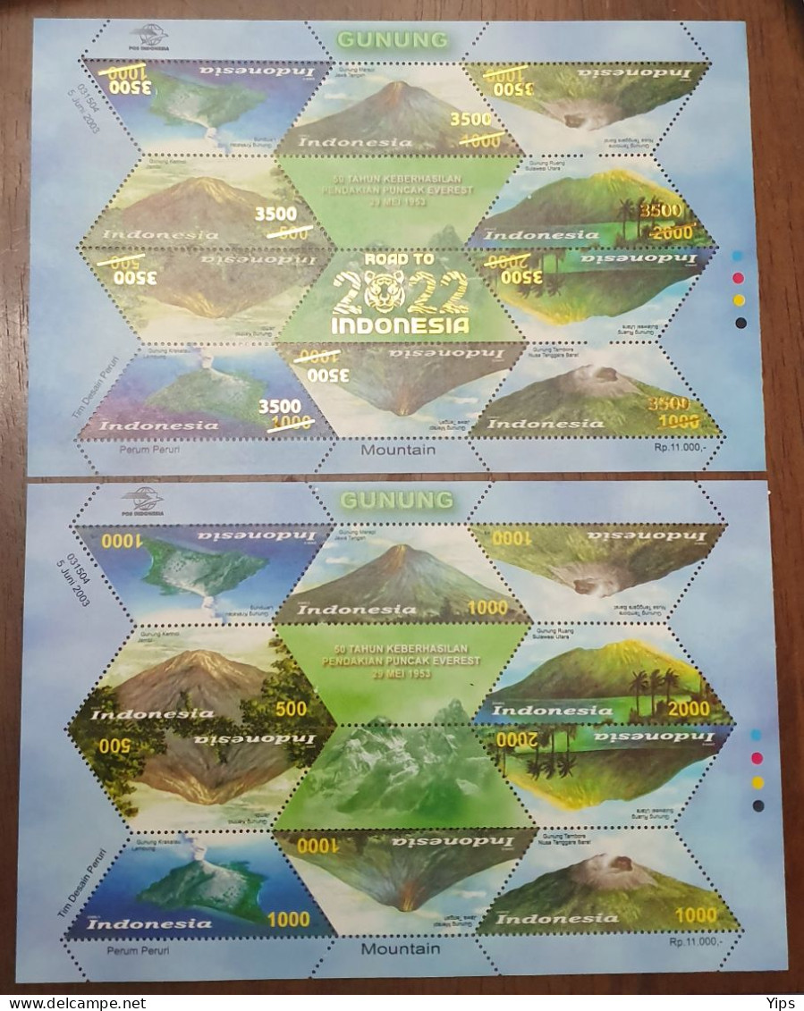 Mountain 2003 & 2023 ( With And Without Overprint Set ) - Indonésie