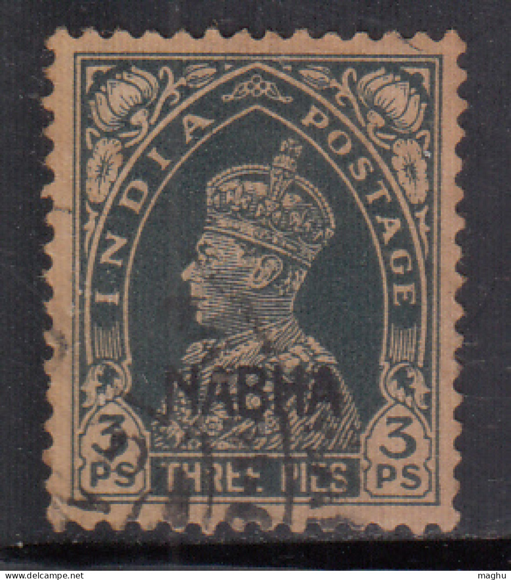 3p Used Nabha KGVI Series 1941-1945 SG95, British India - Nabha
