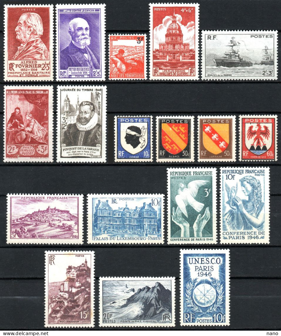 Année 1946 Complète (sauf Série Personnages Célèbres) - 18 Timbres - Neuf * - 1940-1949