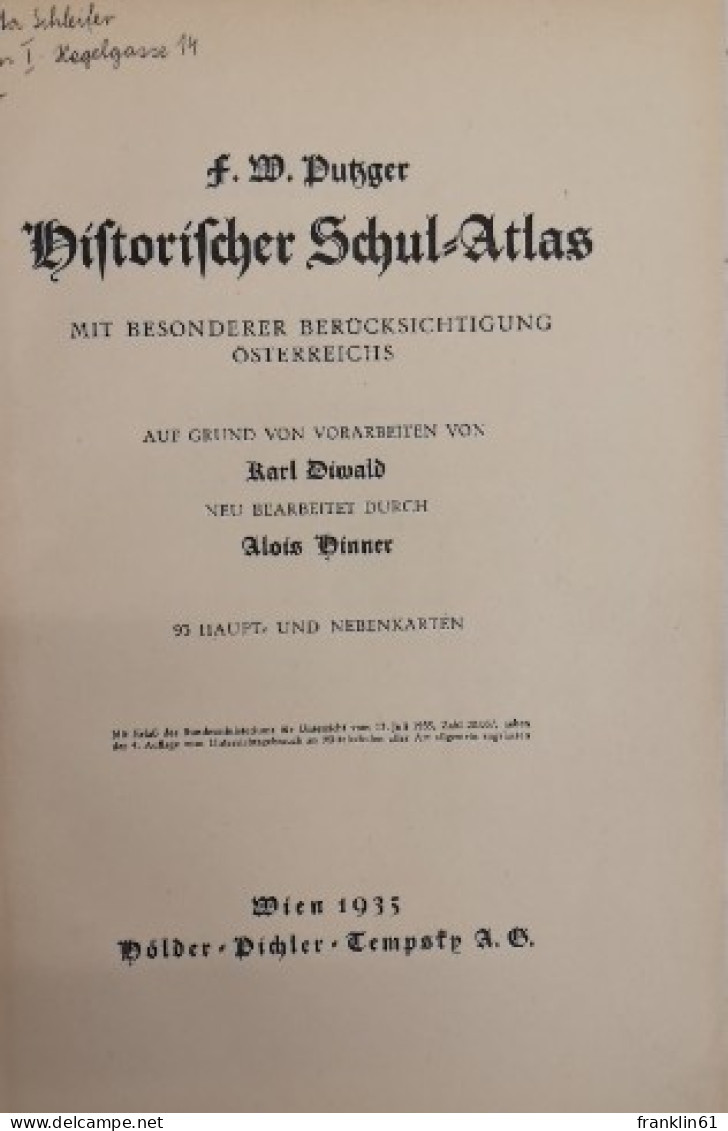 F. W. Putzger. Historischer Schul-Atlas. - Wereldkaarten
