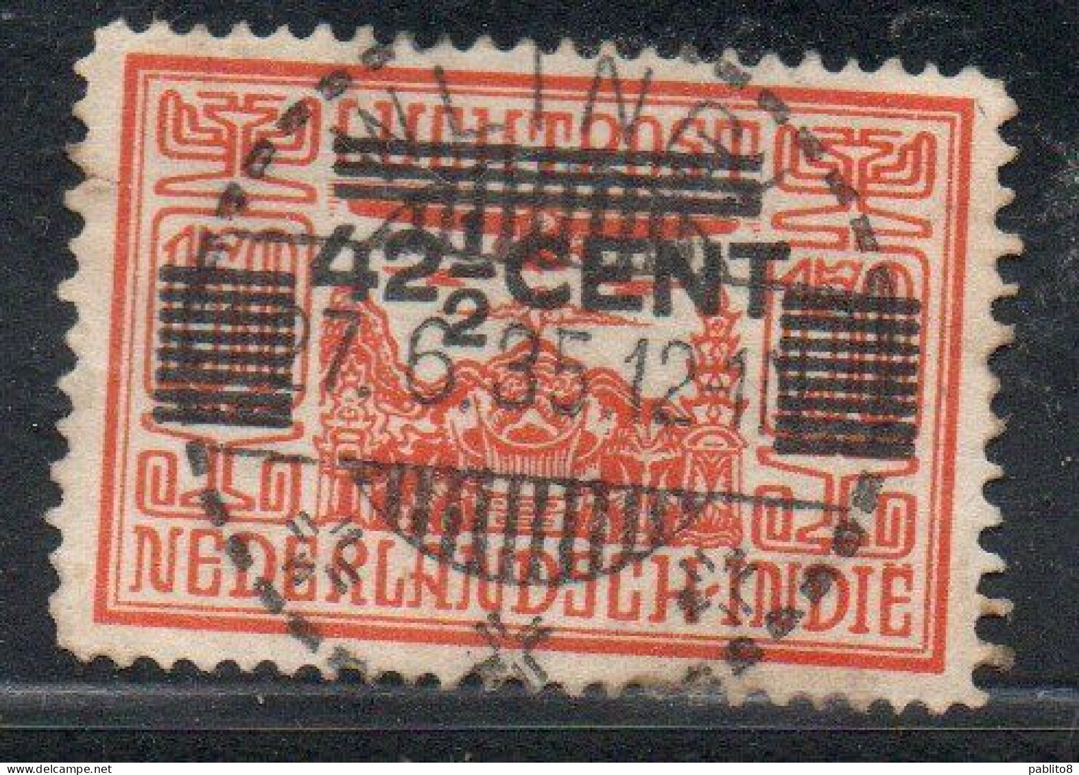 DUTCH INDIA INDIE INDE NEDERLANDS HOLLAND OLANDESE NETHERLANDS INDIES 1934 SURCHARGED 42 1/2c On 1.50g USED USATO - Nederlands-Indië