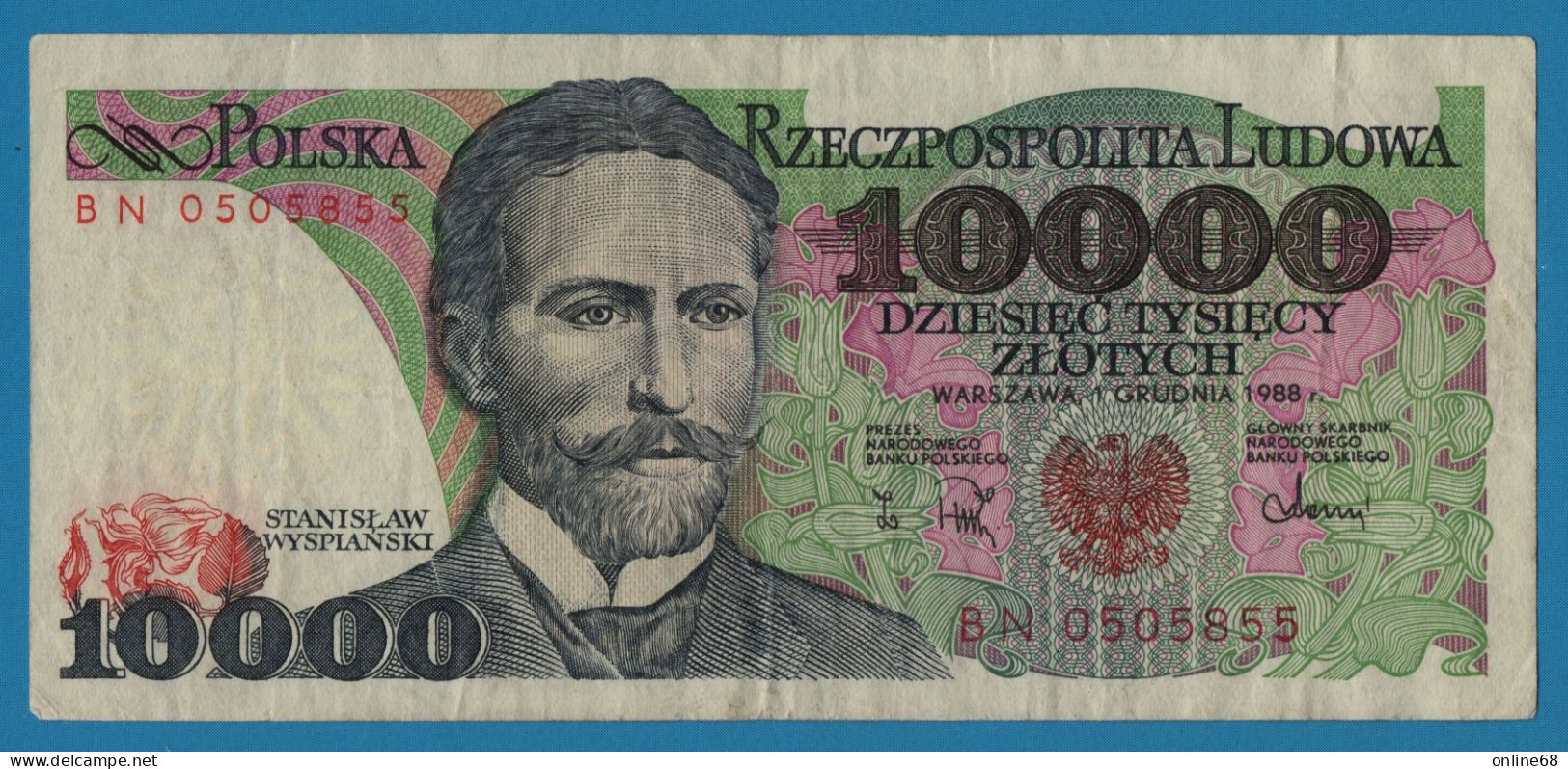 POLAND 10.000 ZLOTYCH 01.12.1988 # BN0505855  P# 151b  Stanisław Wyspiański - Pologne