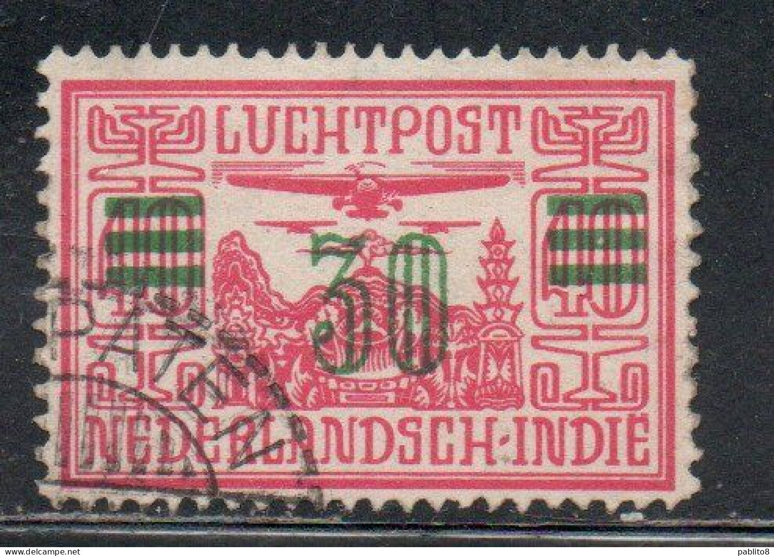 DUTCH INDIA INDIE INDE NEDERLANDS HOLLAND OLANDESE OLANDESI INDIES 1930 1932 AIRMAIL AIR MAIL SURCHARGED 30c On 40c USED - Nederlands-Indië
