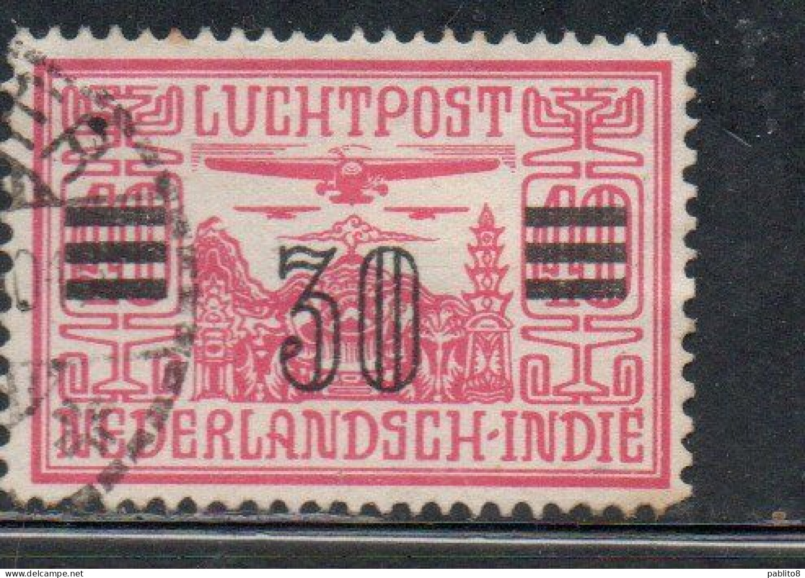 DUTCH INDIA INDIE INDE NEDERLANDS HOLLAND OLANDESE OLANDESI INDIES 1930 1932 AIRMAIL AIR MAIL SURCHARGED 30c On 40c USED - Nederlands-Indië