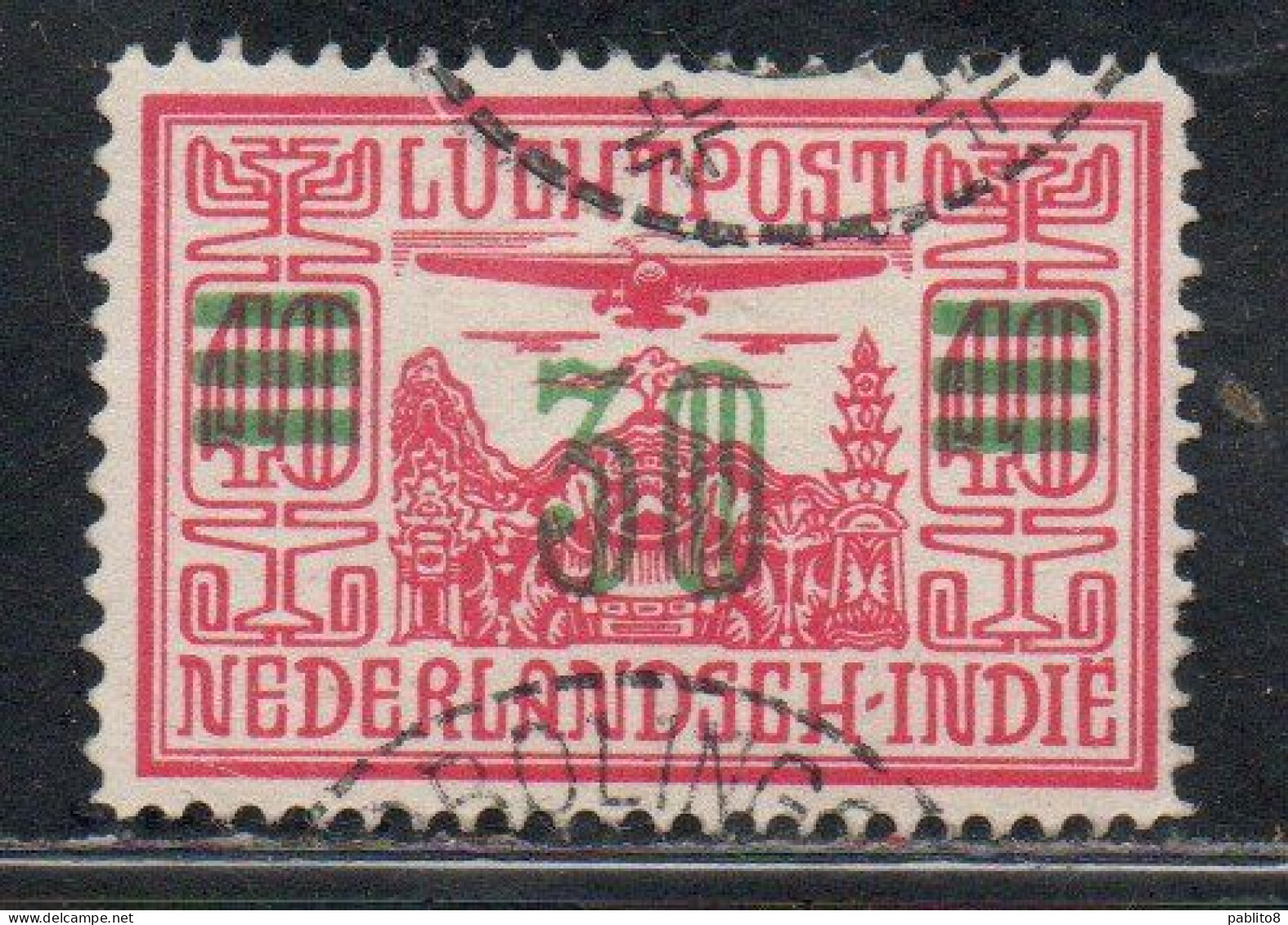 DUTCH INDIA INDIE INDE NEDERLANDS HOLLAND OLANDESE OLANDESI INDIES 1930 1932 AIRMAIL AIR MAIL SURCHARGED 30c On 40c USED - Nederlands-Indië