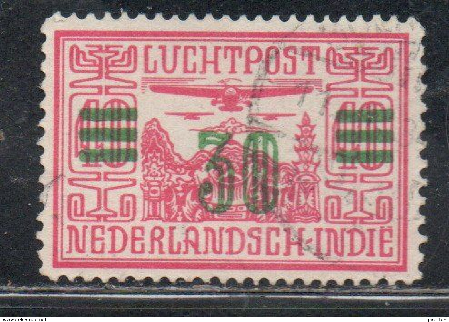 DUTCH INDIA INDIE INDE NEDERLANDS HOLLAND OLANDESE OLANDESI INDIES 1930 1932 AIRMAIL AIR MAIL SURCHARGED 30c On 40c USED - Nederlands-Indië